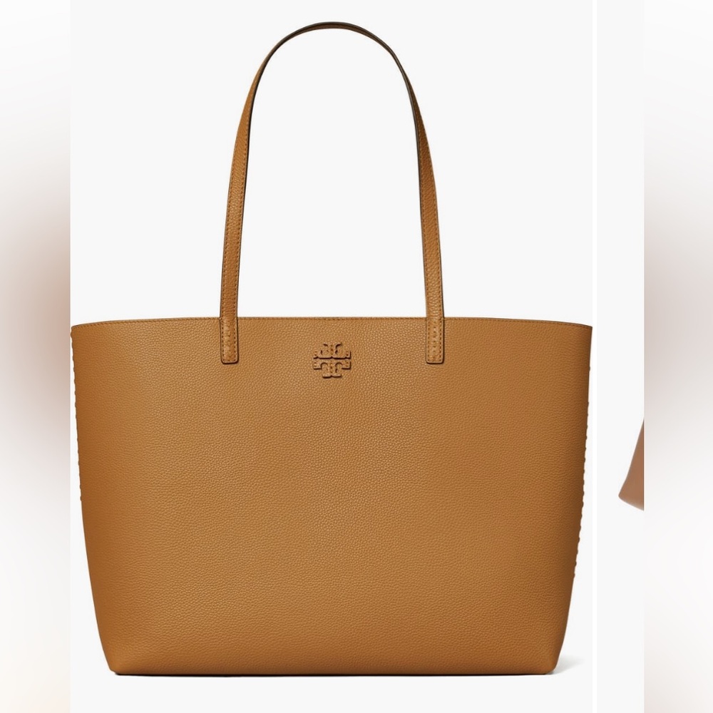 NWT Tory Burch McGraw Leather Tote in Tiramisu Brown Color with Dust Bag - Picture 12 of 15